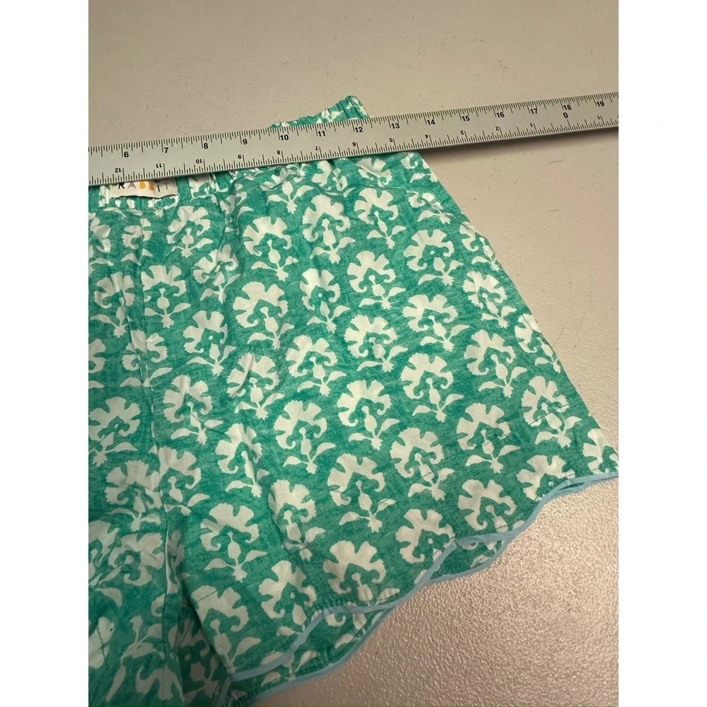 Roller Rabbit Green White Floral Block Print Pajama Boxer Shorts Womens XS NWT